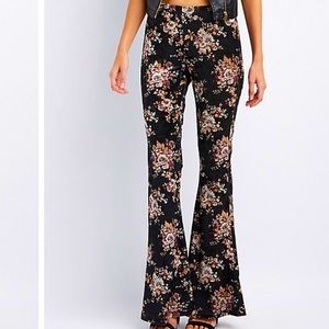 Charlotte Russe 70s disco flare velvet leggings 1x